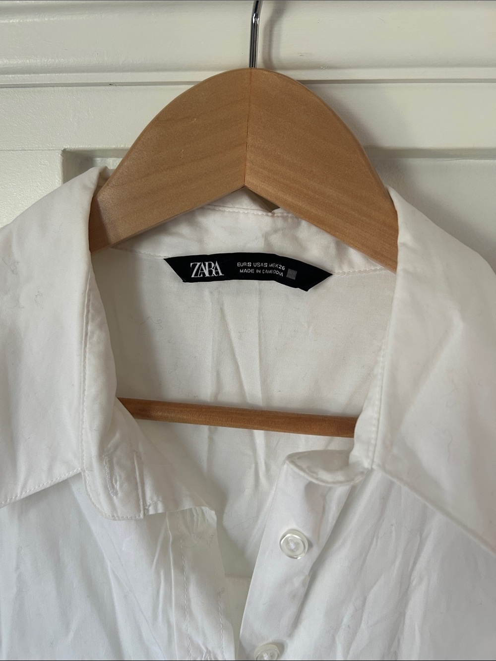 Zara White Collared Button-Down Shirt